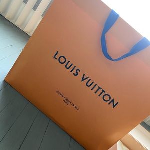 louis vuitton dust bag, shopping bag and box